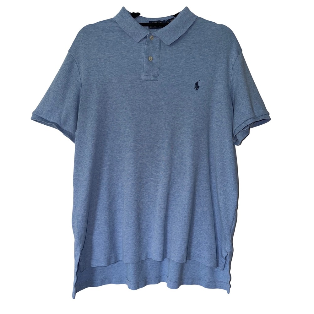Polo Ralph Lauren Mens XL Light Blue Heather Short Sleeve Cotton Polo Shirt